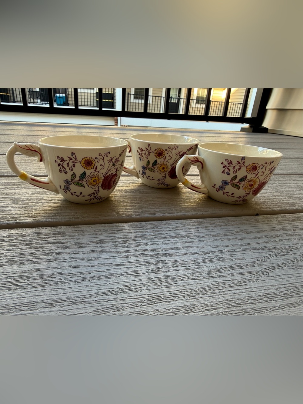Vintage Vernon Kilns California Bing & Grondahl Style Floral Teacups Set of 3